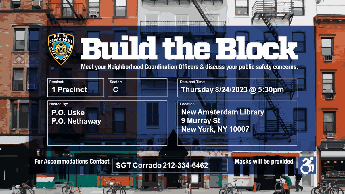❗️Due to unforeseen circumstances, Sector C Build the Block meeting has been RESCHEDULED for next Thursday❗️We apologize for the inconvenience.