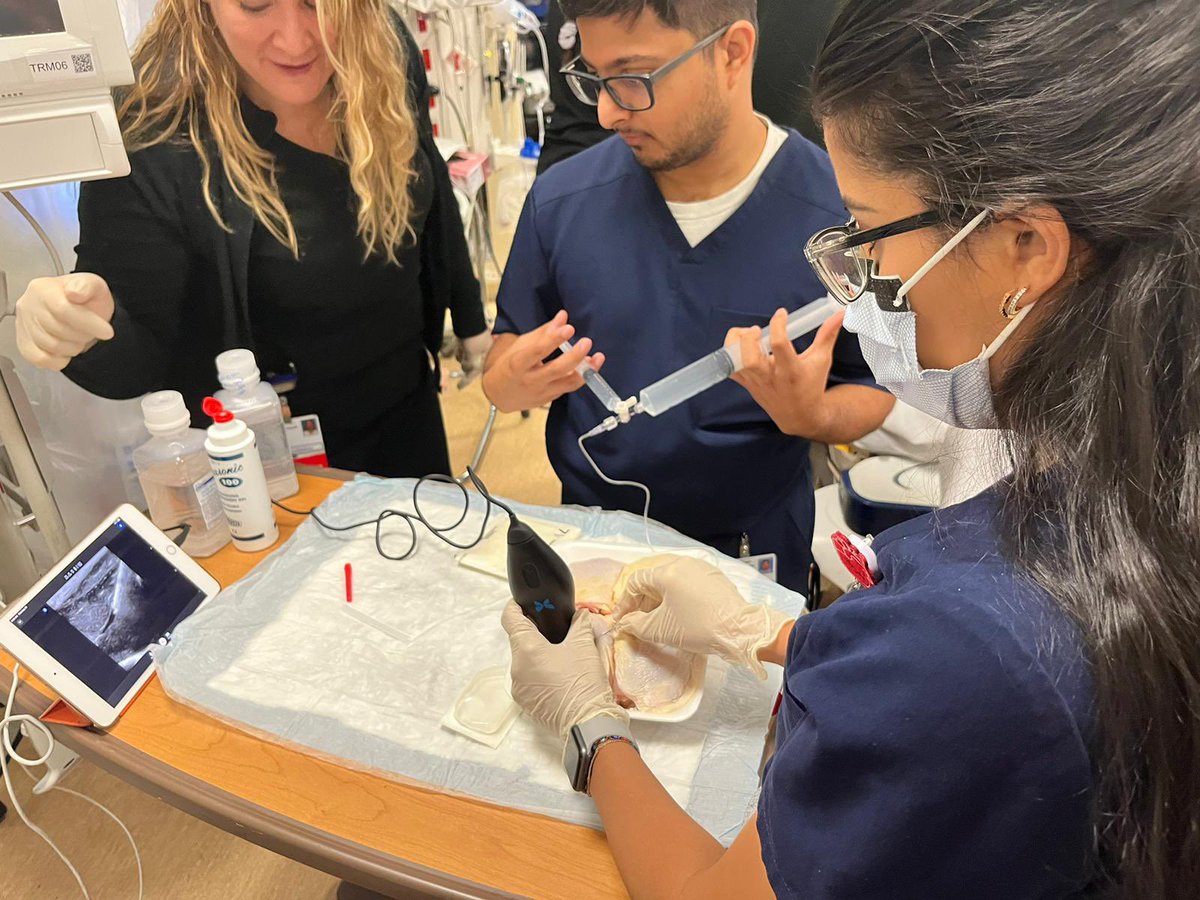 ersimulationdoc's tweet photo. Saving hearts and lives in Sim this week using tofu and chicken. Hammering down cardiology topics today with nerve blocks, pericardiocentesis, TVPs, and unstable tachycardias. #emergencymedicine #Simulation https://t.co/0q4DUa6HQH