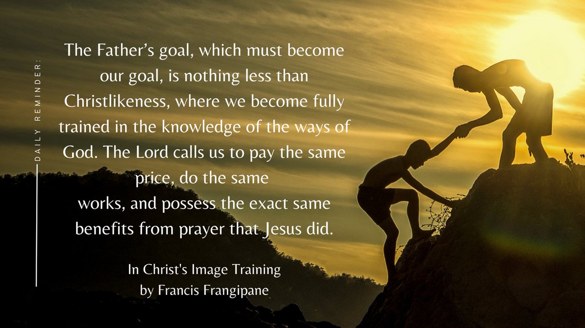 FFrangipane's tweet photo. The Fatherโs goal, which must become our goal, is nothing less than Christlikeness, where we become fully trained in the knowledge of the ways of God. The Lord calls us to pay...
https://t.co/olW6AsfIoO
#francisfrangipane #icit #christlikeness #jesus #trained https://t.co/UnvYCZtpPV
