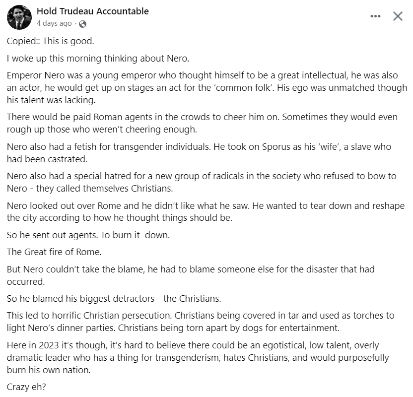 Bigblack_Hawk's tweet image. I've been more partial to #Castreau, but for #trudeau Nero works. Maybe a little too well. The narcissistic ego is definitely on par.