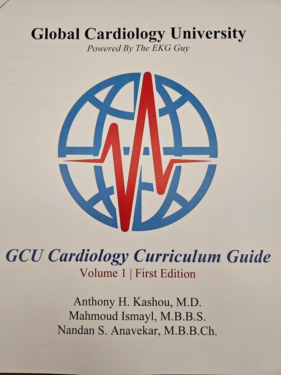 🚨 Sneak Peek Alert! 🚨 

Caught a glimpse of the 1st volume's front page for the "GCU Cardiology Curriculum Guide" handbook accompanying GCU's online lessons. 🔥 Almost in print &amp; it's a stunner! 🔝 #GCU 🫀

Stay tuned!📚✨ 

<a href="/TheEKGGuy/">Anthony Kashou, MD</a> <a href="/Mahmoud_Ismayl/">Mahmoud Ismayl, M.D.</a> <a href="/nandananavekar/">Nandan Anavekar</a>