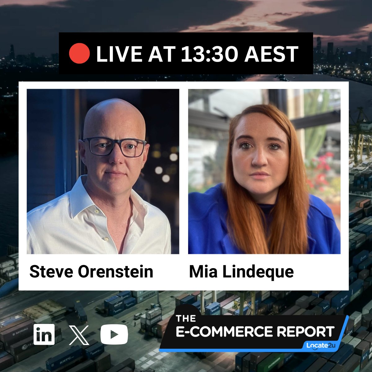 locate2u's tweet photo. Join us LIVE as we present the next installment of our E-Commerce Report, hosted by
@sorenstein
and
@MiaLindeque
at 13:30 AEST.
Drop your questions below and we’ll respond in the stream
#ECommerceReport #LiveSession #ServeRobotics #DJI #ColesElectricVan https://t.co/HaE4D8F1cn