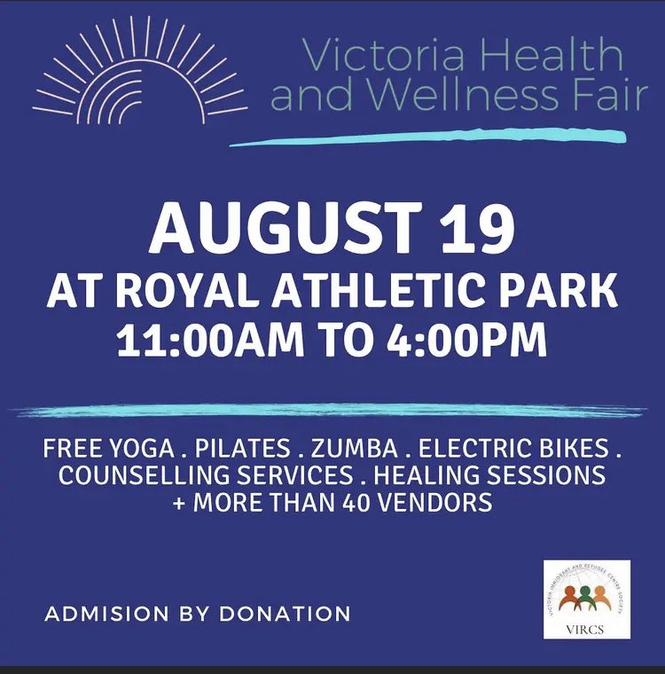 HBasedRecovery's tweet photo. The Victoria Health and Wellness Fair focuses on all aspects of Health and Wellness for local communities and newcomers. The goal is to provide a healthy and positive environment for all residents of Victoria. The fair will be held on August 19th, 2023 in Royal Athletic Park. https://t.co/AXDcbMuC0i