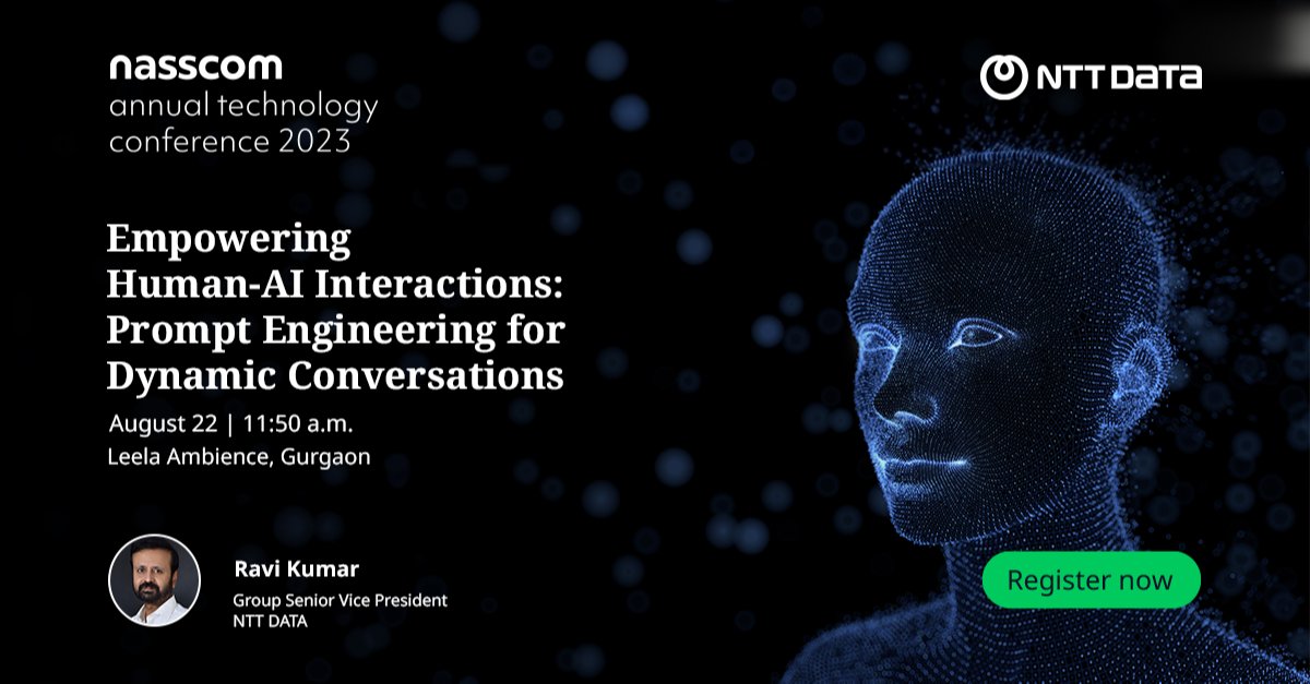 vikramroshanu's tweet photo. Watch Ravi Kumar's inspiring talk at @NASSCOMEvents, where he delves into the world of #PromptEngineering. Book your spot today! #NATC2023 https://t.co/uxRAEkxS8v https://t.co/dNTYCS5MqM