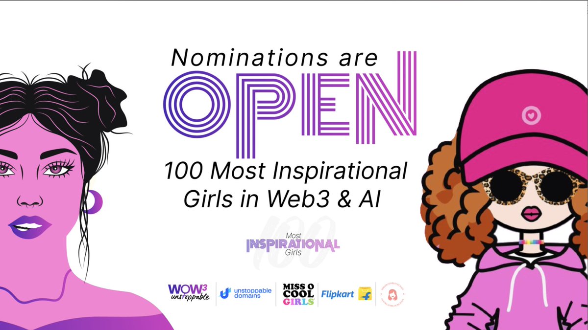 .@unstoppablewow3 is joining forces with @flipkart @MissOCoolGirls @Nakzense and <a href="/unstoppableweb/">Unstoppable Domains</a> to celebrate 100 Most Inspirational Girls in #Web3 and #AI. 

Let's shine a spotlight on those youth who inspire us.

Submit a nomination: unstoppableweb.co/3YhEABp