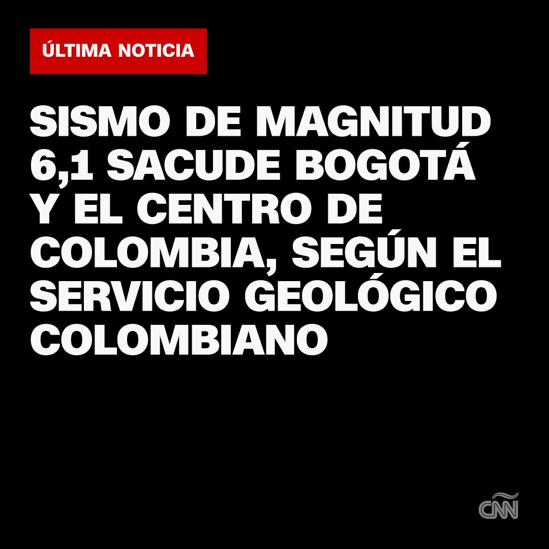 CNNEE's tweet photo. 🚨 El Servicio Geológico Colombiano reportó este jueves a las 12:04, hora local, un sismo de magnitud 6,1 que se sintió en Bogotá, capital del país, y alrededores.

🔗 Más información: https://t.co/bSKd4vlGFl https://t.co/tAYAa0MJpU