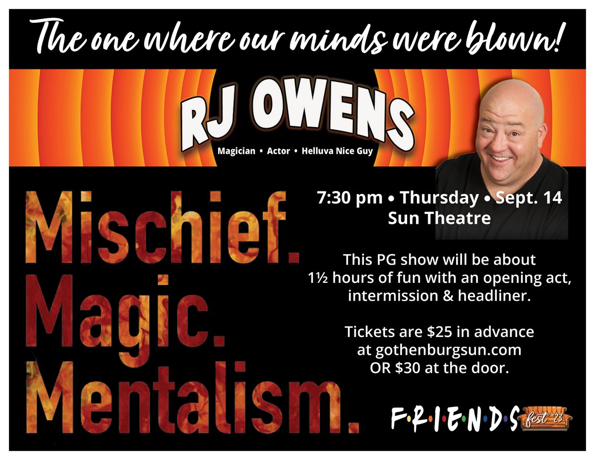 This Harvest Festival show at the Sun Theatre ought to blow your mind! You're sure to walk away from this asking your FRIENDS, "How was that possible?" Come check it out!