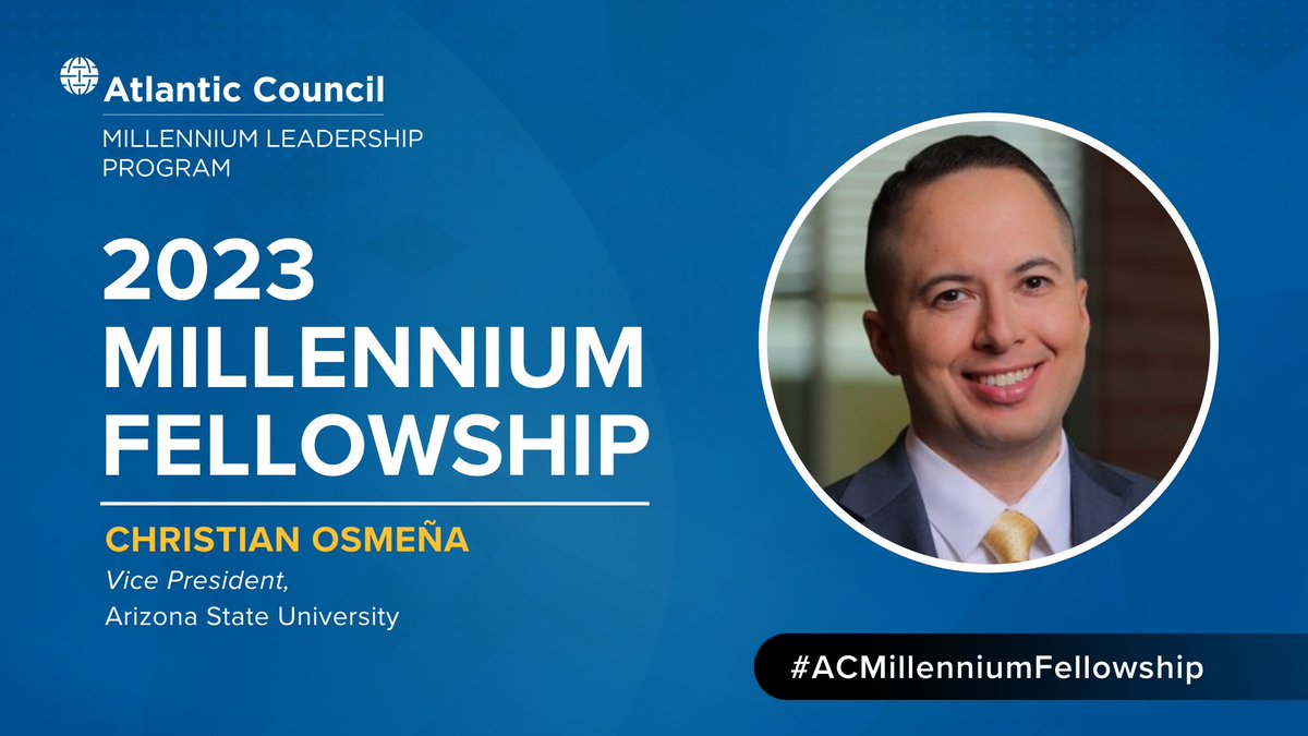 <a href="/ianconyers/">Ian Conyers</a> <a href="/amazon/">Amazon</a> <a href="/Georgetown/">Georgetown University</a> <a href="/koebenhavns_uni/">Københavns Uni</a> <a href="/chimeasonye/">Chime Asonye</a> <a href="/NigerianMH/">Nigerian Mental Health #SuicideNotCrimeNG</a> <a href="/MoreYahalom/">Mor Yahalom</a> Christian Osmeña (<a href="/caosmena/">Christian Osmeña</a>) is a 2023 Millennium Fellow and vice president for enterprise planning at <a href="/ASU/">Arizona State University</a>, where he leads strategy and planning to advance ASU and the ASU Public Enterprise. Osmeña is also a professor of practice at ASU’s Watts College of Public Service and