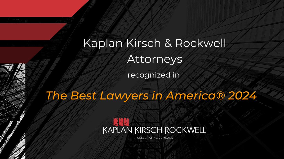 KaplanKirsch's tweet photo. Kaplan Kirsch &amp; Rockwell is proud to announce several firm attorneys have been recognized in the 2024 edition of The Best Lawyers of America and Best Lawyers “Lawyer of the Year”!

Read More: https://t.co/ksz4jAgs2S https://t.co/dmVbysxtE3