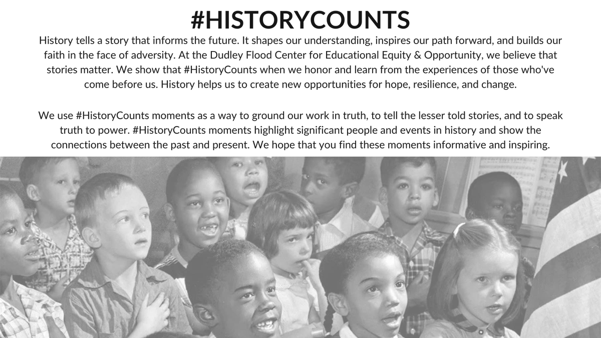 DudleyFloodCtr's tweet photo. #History is centric to ensuring educational equity &amp; opportunity for every student. To #ProtectandSupport our students we must understand the historical context of inequity in #America, #HistoryCounts leads with truth &amp; highlights the connections between the past &amp; present. https://t.co/JrsfNuHfvF