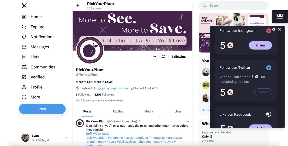 Evan_M_Ed's tweet photo. @DappBackHQ @PickYourPlum Pressing follow = 💲💸 https://t.co/TCZWMiZeBF