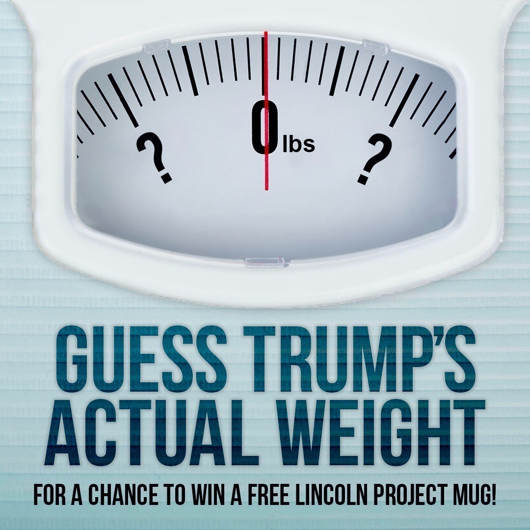 Trump’s gotta be feeling weighed down with all the legal troubles. When he surrenders to the Fulton County jail he’ll have his mugshot taken & be fingerprinted, like a regular old inmate. Guess Trump's actual weight for a chance to win an LP coffee mug☕️: bit.ly/45enaIv
