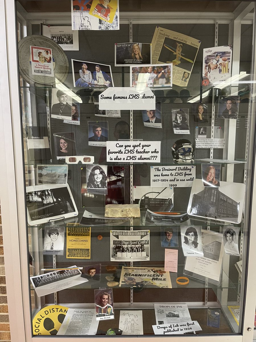 Some LHS history to start the SS display case year off! Some famous alumni like <a href="/tmorello/">Tom Morello</a> &amp; <a href="/Gwynne_Shotwell/">Gwynne Shotwell</a> among others are here with a bunch that came back to teach and/or coach! 
(As well as some other cool artifacts!)