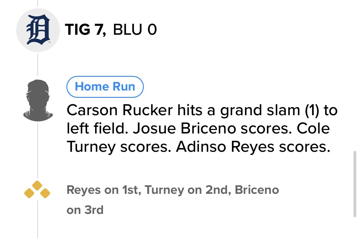 Big congrats to Carson Rucker, who just hit a grand slam for his first professional home run.