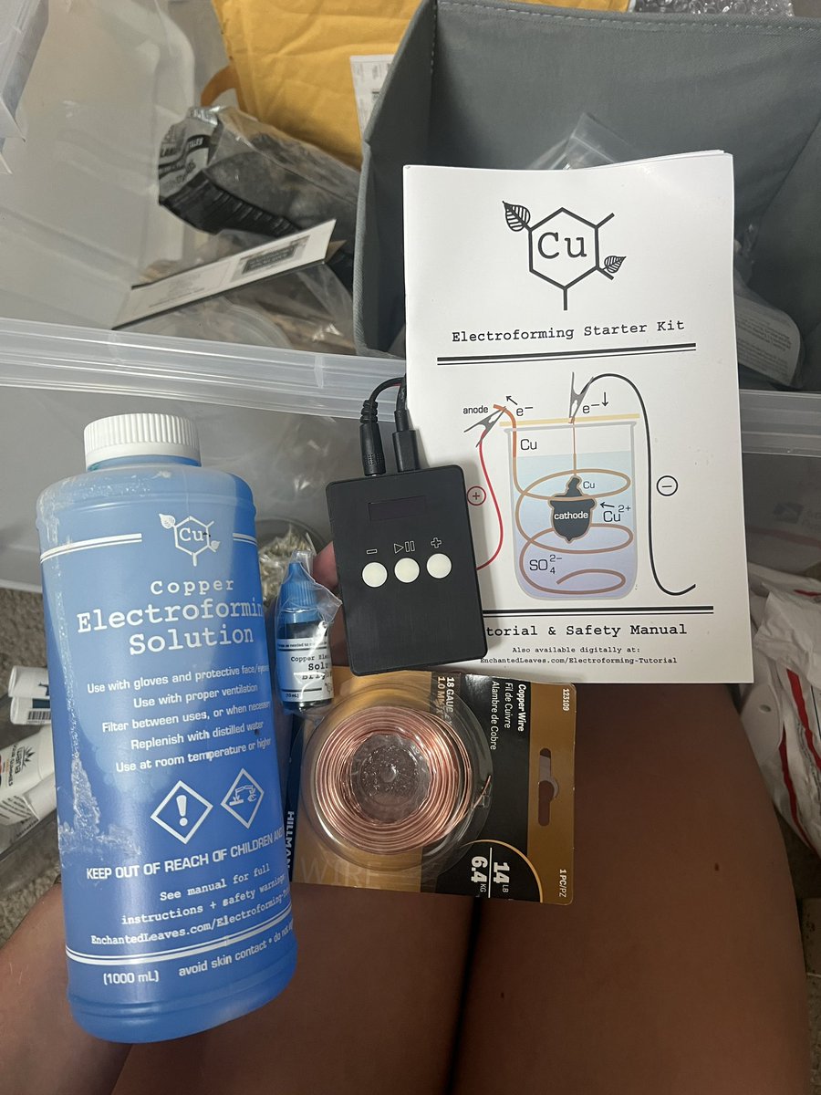 if anyone is interested in starting their electroforming journey- I’m getting rid of my starter kit from <a href="/EnchantedLeaves/">Nedda 🌿🍄✨</a> since I’m moving out of the country! Make me an offer 🤍