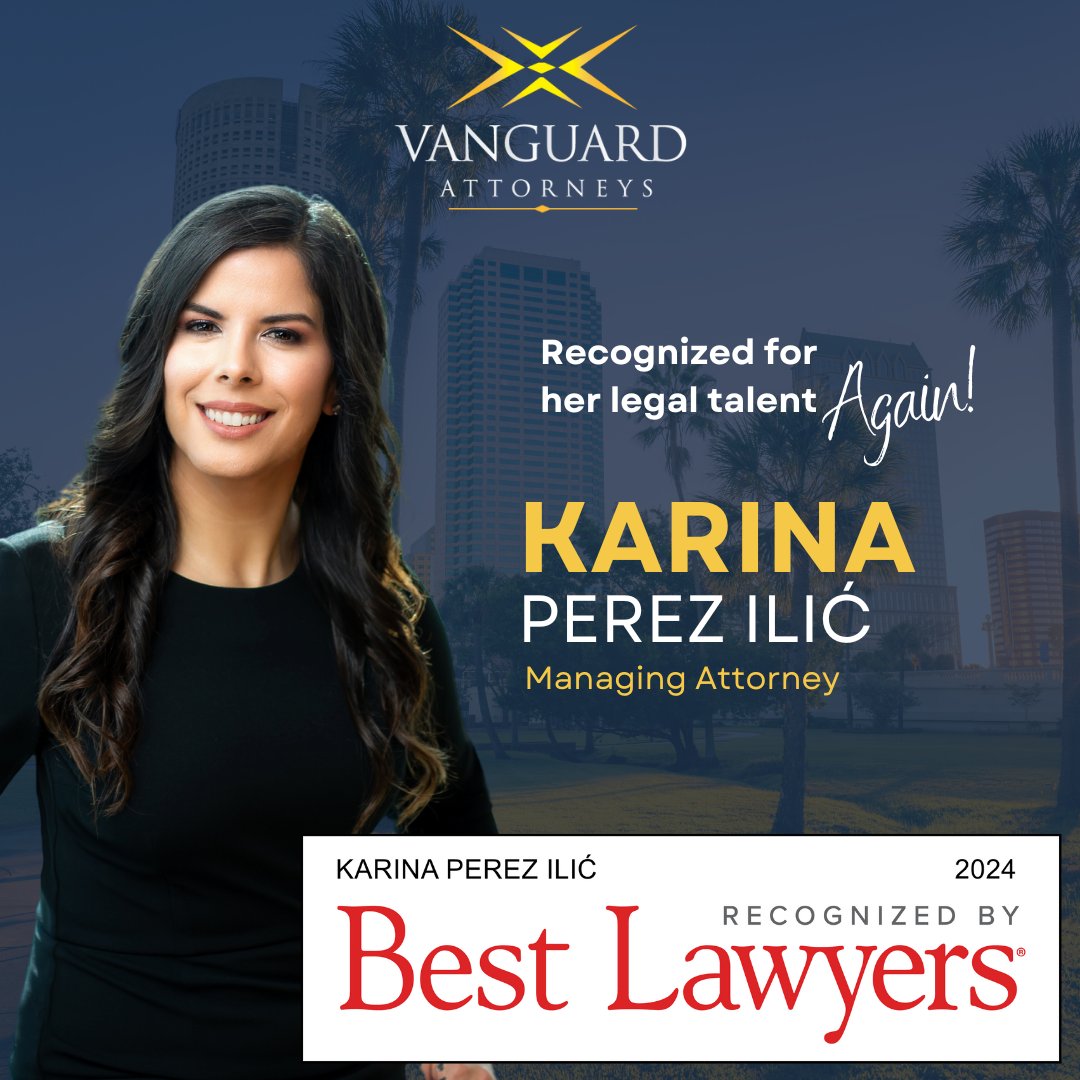 vgattorneys's tweet photo. Congratulations to Managing Attorney Karina Perez Ilić for recognition in the 2024 edition of The Best Lawyers in America®. Determined through Best Lawyers’ transparent Purely Peer Review�� research process, the Best Lawyers accolades recognize the top 5% of legal talent #Vanguard https://t.co/78GIWuVjns