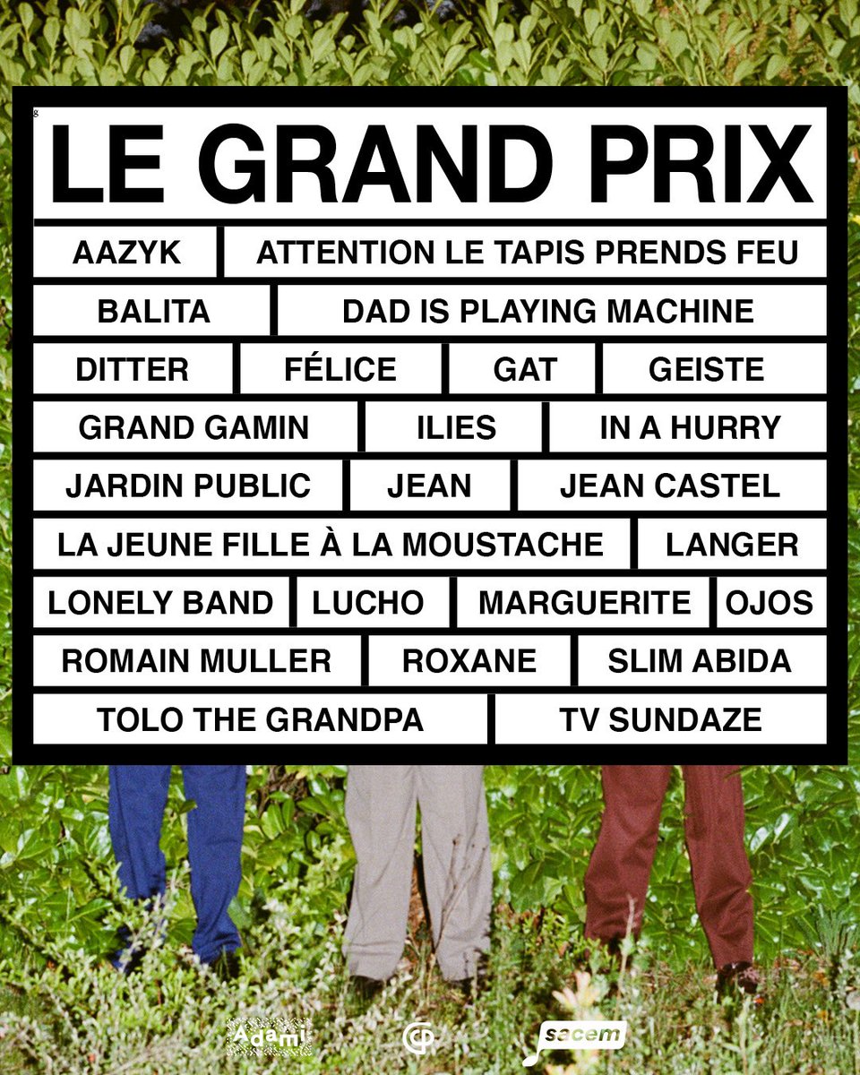 Voici la sélection adressée au Super Jury. On a fait une playlist : go.odezenne.com/selection-GP

Merci à tous ceux qui ont tenté leur chance, on a écouté des tonnes de musique cet été et c'était cool. Rendez-vous mercredi prochain pour découvrir la lauréate ou le lauréat 🏆