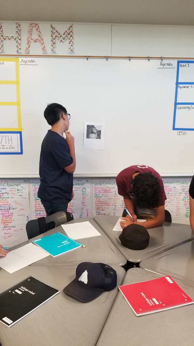 Intro to unit 1 gallery walk with 8th grade. #BurtonExperience #RISEUP I See, I Think, I Wonder about different Rites of Passage in one's life. #SCIAbears