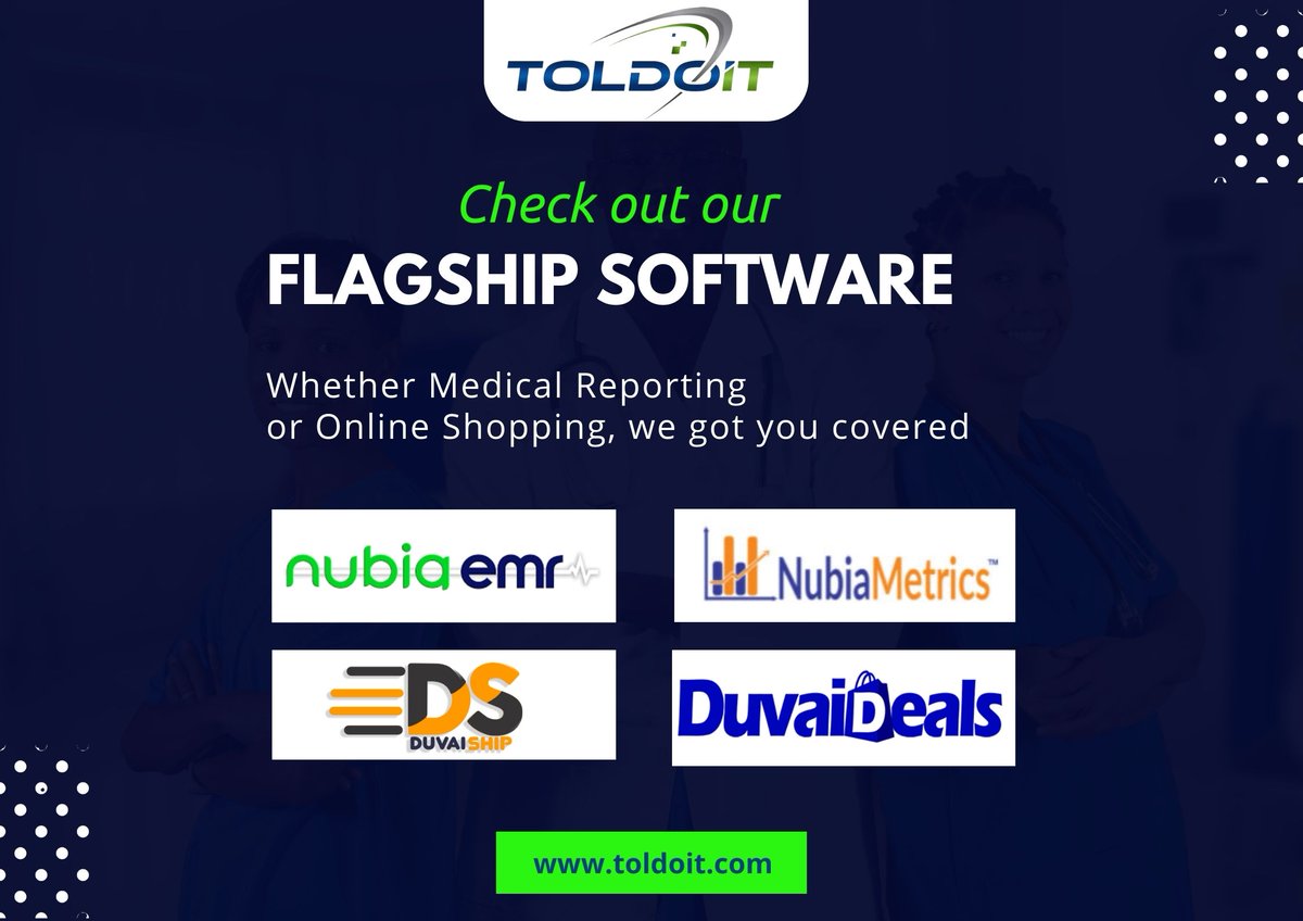 ToldoIT's tweet photo. Get great benefits from our software product and pay less. Enjoy amazing features that meet all your business and personal needs. #medicalsoftware #onlineshopping #courierservices #onlinesurveys #nubiaemr #nubiametrics #duvaideals #duvaiship https://t.co/nAYwPiw6tb