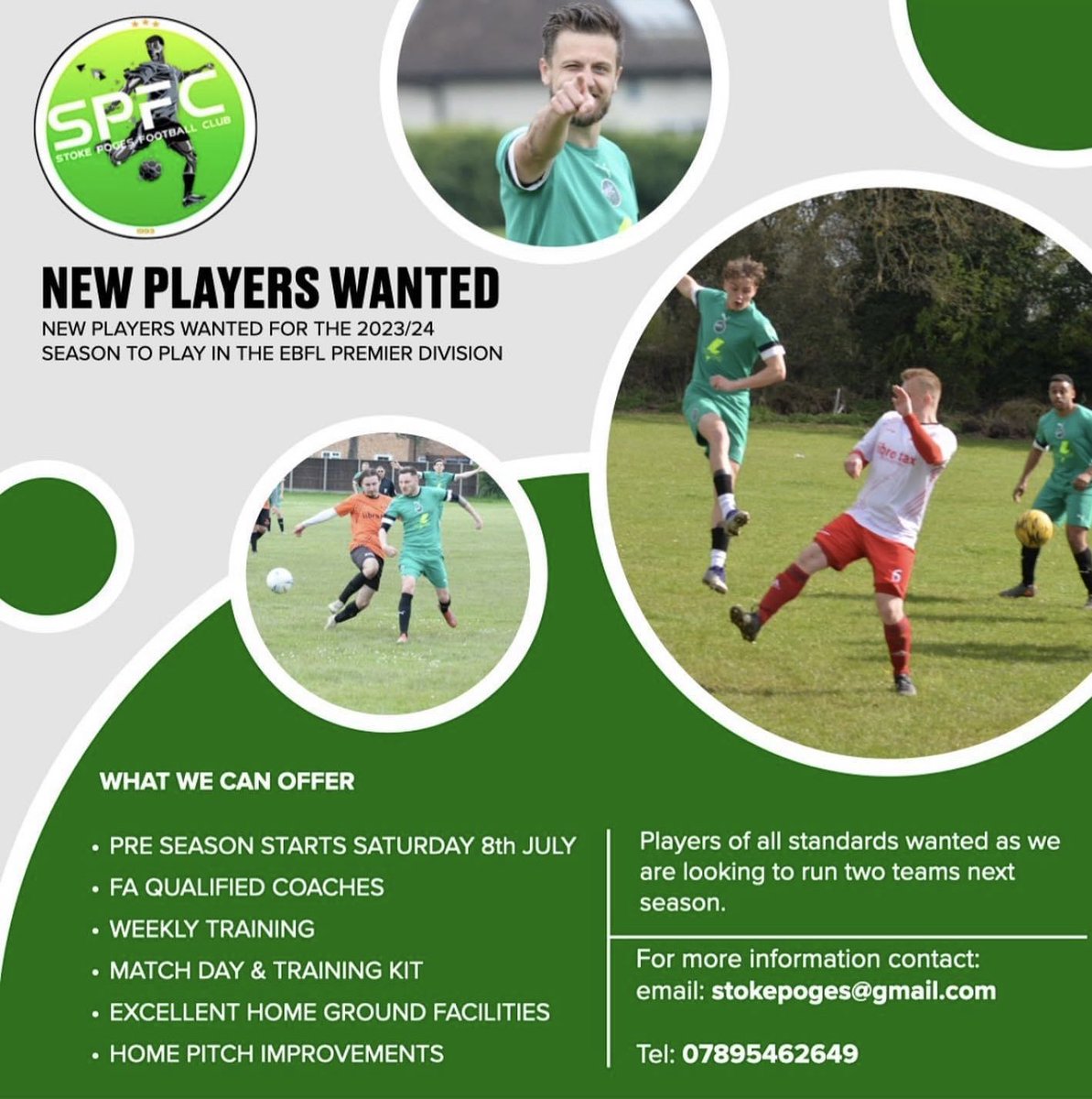 ⚽️After a successful 2022/23 season we are looking for new players to play in one of our two teams   

🟢Players of all standards welcome⚫️

📱07895 462649 or DM for details