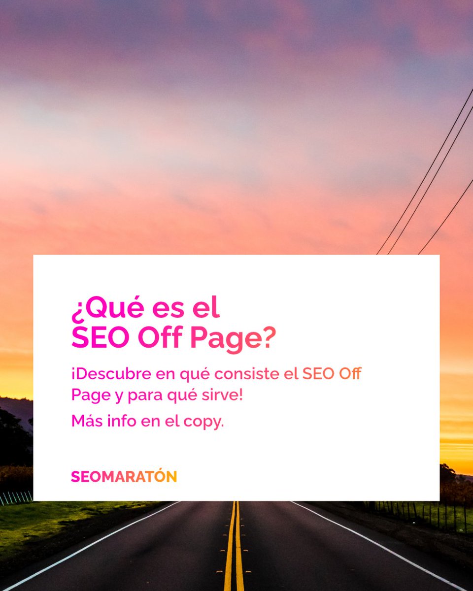 ¿Qué es el 𝙎𝙀𝙊 𝙊𝙁𝙁 𝙋𝘼𝙂𝙀?🤔

El #SeoOffPage se trata de una estrategia de construcción de enlaces para ser el más popular a ojos de Google y mejorar el posicionamiento.