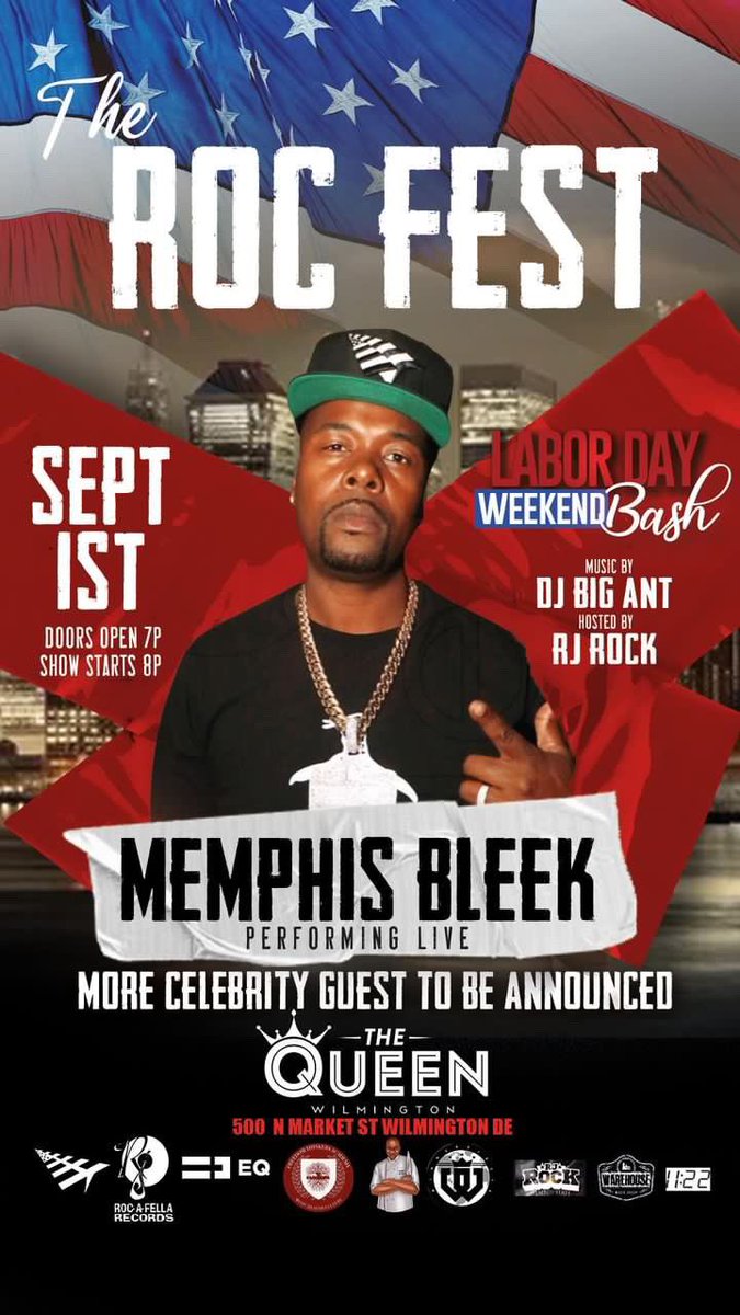 RJFNROCK's tweet photo. Memphis Bleek Performing Live in Delaware September 1st !
#LaborDayWeekend https://t.co/lEQCPhXNh4