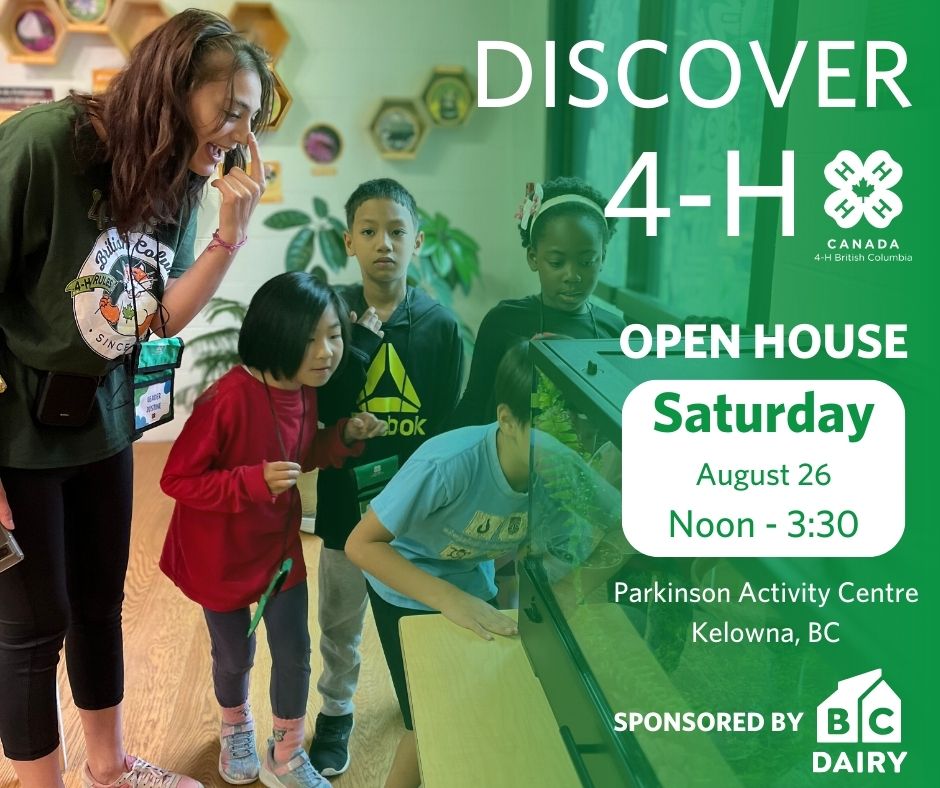 4-H BC invites you and your family to our Discover 4-H Open House in Kelowna BC! 🦊🍀
