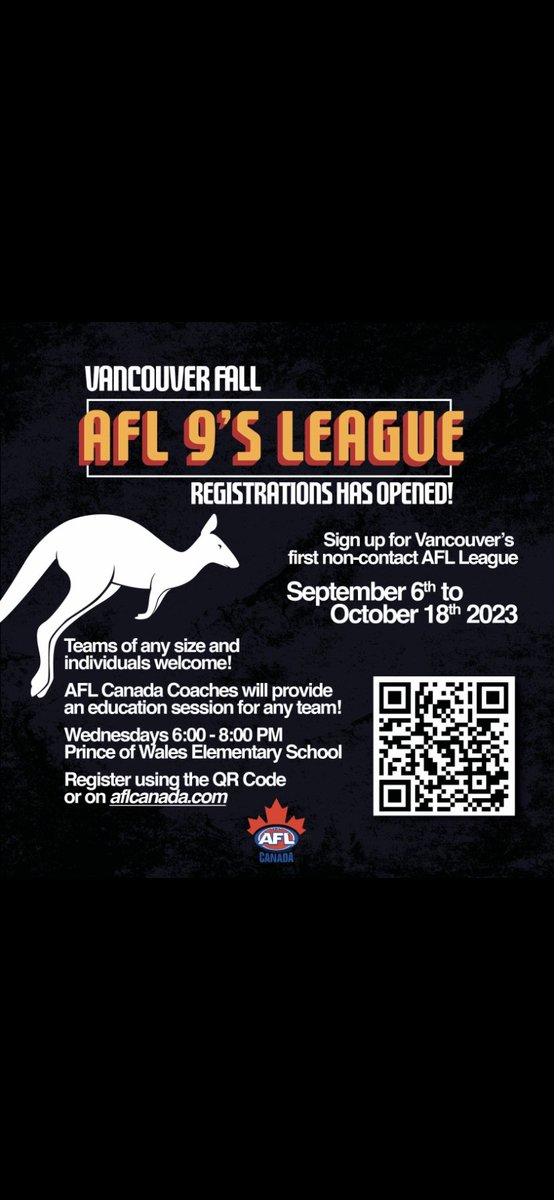 Only 3 days remaining to sign up at our early bird price! Sign up your team before August 20th and save $100 on your team’s registration!
#footy #vancouver #mountpleasant #kitsilano #afl #AFLW