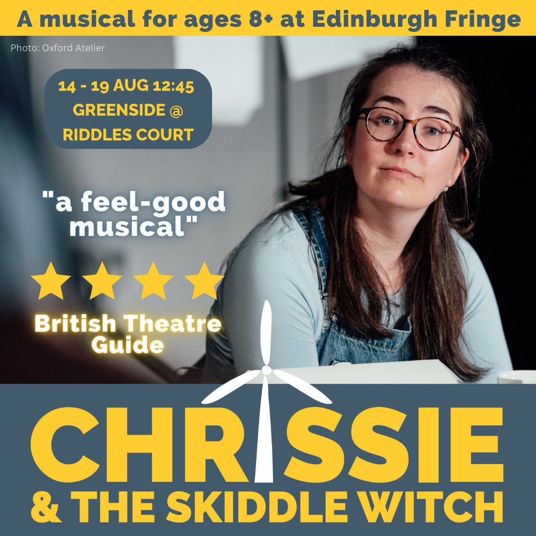 The penultimate performance of Chrissie and the Skiddle Witch starts in an hour <a href="/Greenside/">Greenside</a> Riddle's Court!

tickets.edfringe.com/whats-on/chris…

#edfringe #fillyerboots