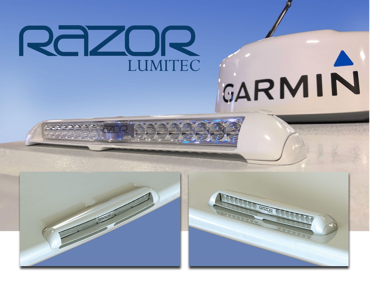 LumitecLLC's tweet image. The top-selling Razor Light Bar packs a big punch (10,000 lumens) in a small package. A shallow profile and small footprint make it the ideal solution for hardtops where it will not interfere with radar and Flir systems.

#Lumitec #LumitecLighting #DeckLights #LightBars