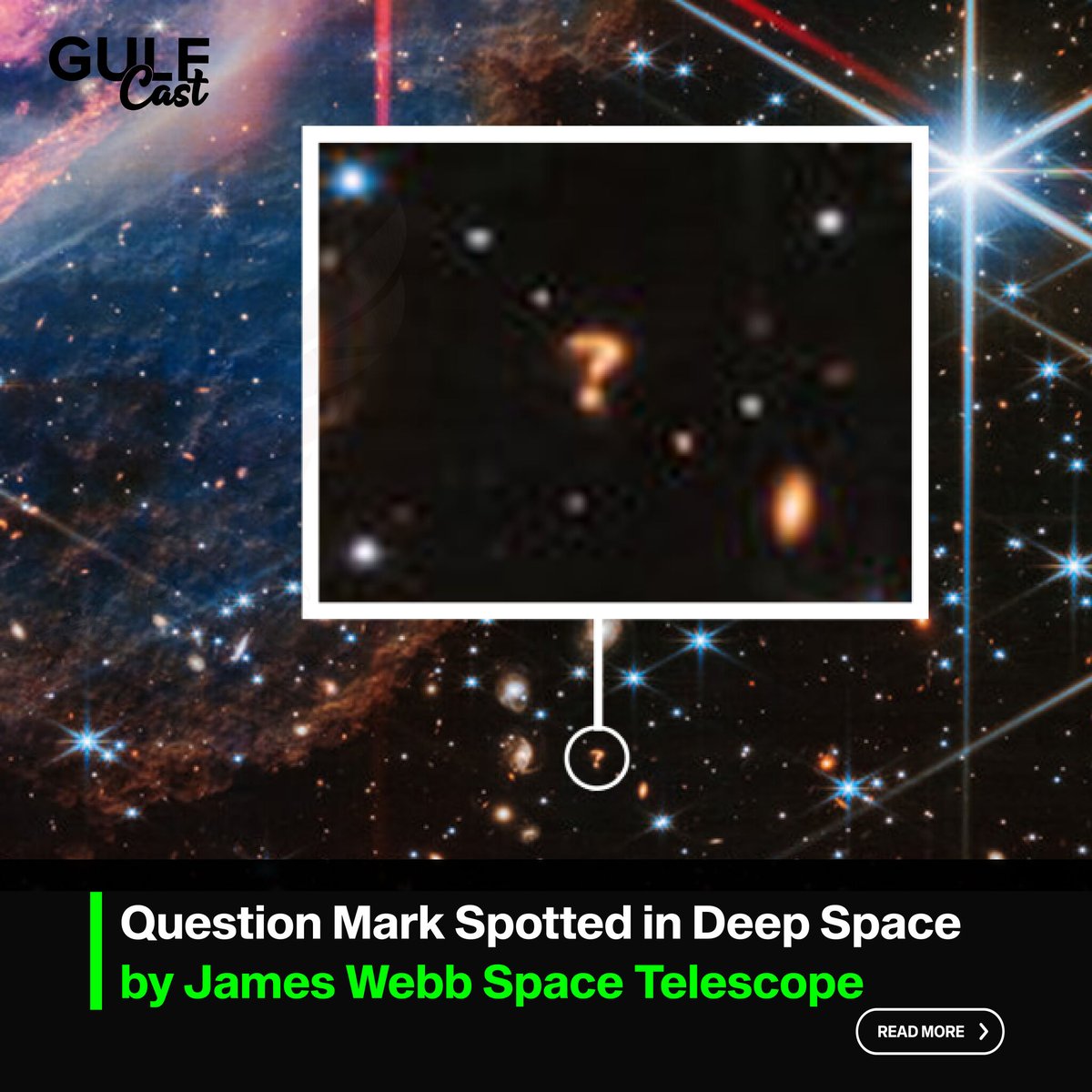 A captivating discovery from the James Webb Space Telescope image released by the European Space Agency features what appears to be a cosmic 'question mark' (?) captured in the cosmos.
#SpaceDiscovery #JamesWebbTelescope #CosmicMystery #AstronomyWonder #gulfcast