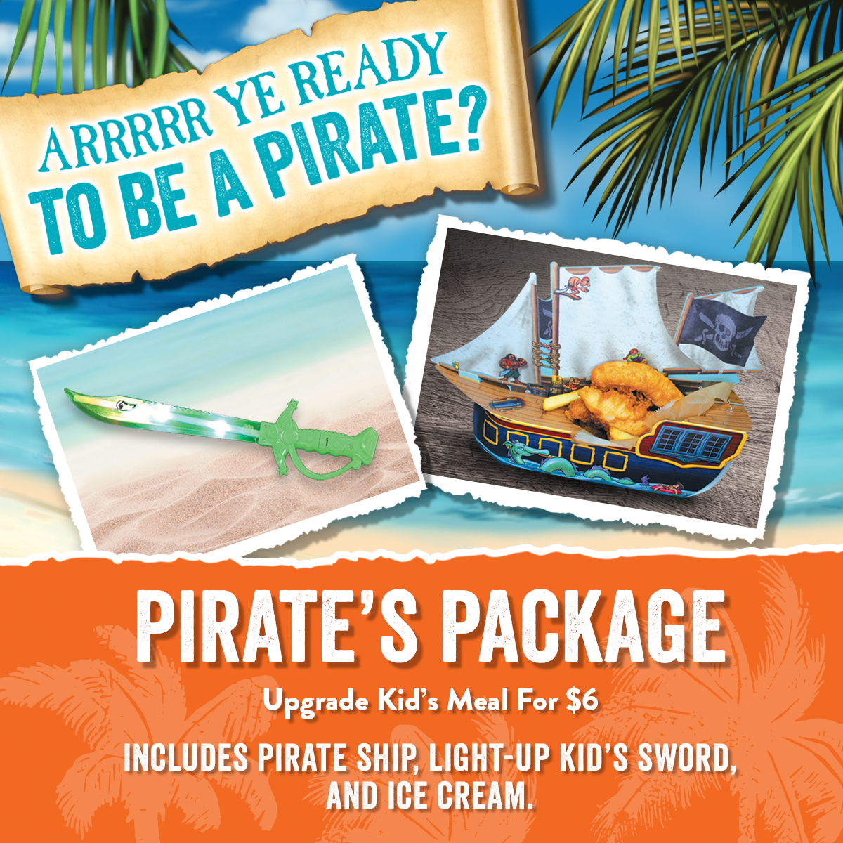 BroadwayatBeach's tweet photo. Arrgh! Be sure to ask about the Pirate Package Kid's Meal upgrade during your next visit to Margaritaville at Broadway at the Beach! https://t.co/XkiEoInxNf