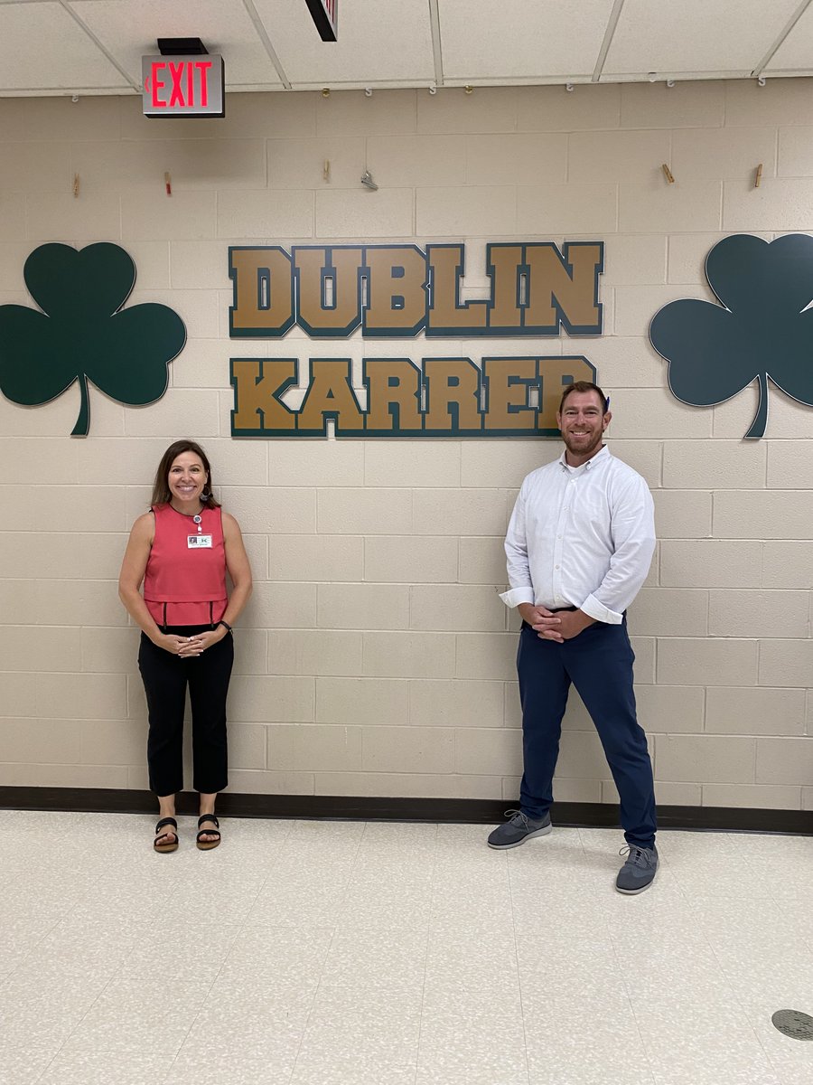 Mrs. Menduni and Mr. McCreary are thrilled to welcome students to KMS today! We are so glad you are here! ☘️📝 #GoldenShamrocks #KMSRocks #DCSDay1