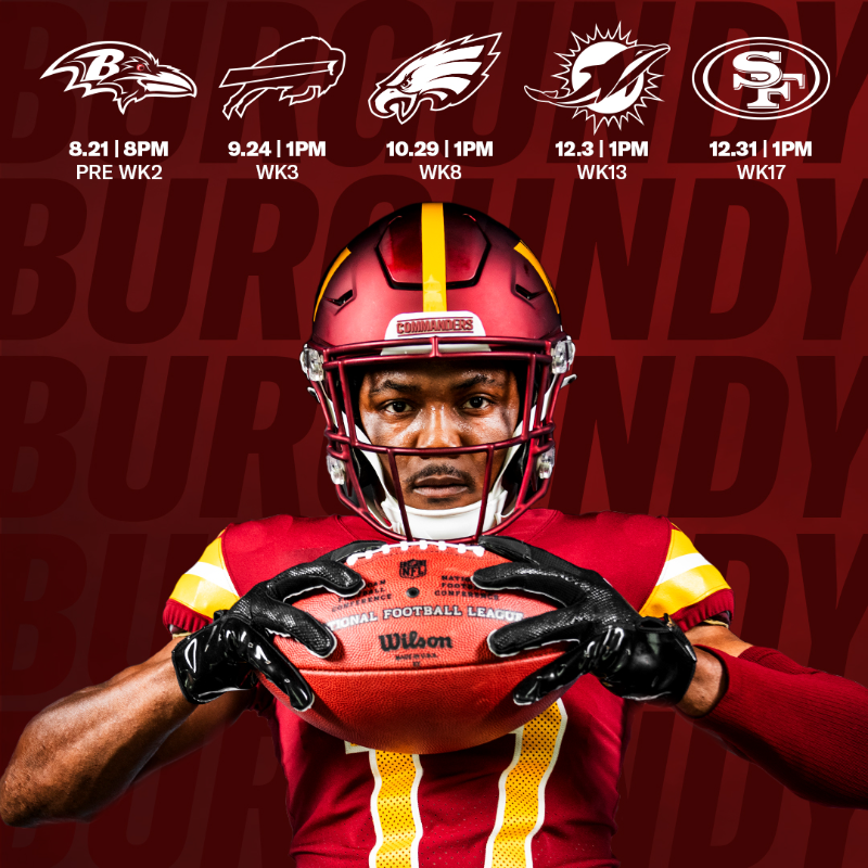 Commanders's tweet photo. home jersey schedule is here 😈

@MDLottery | #HTTC