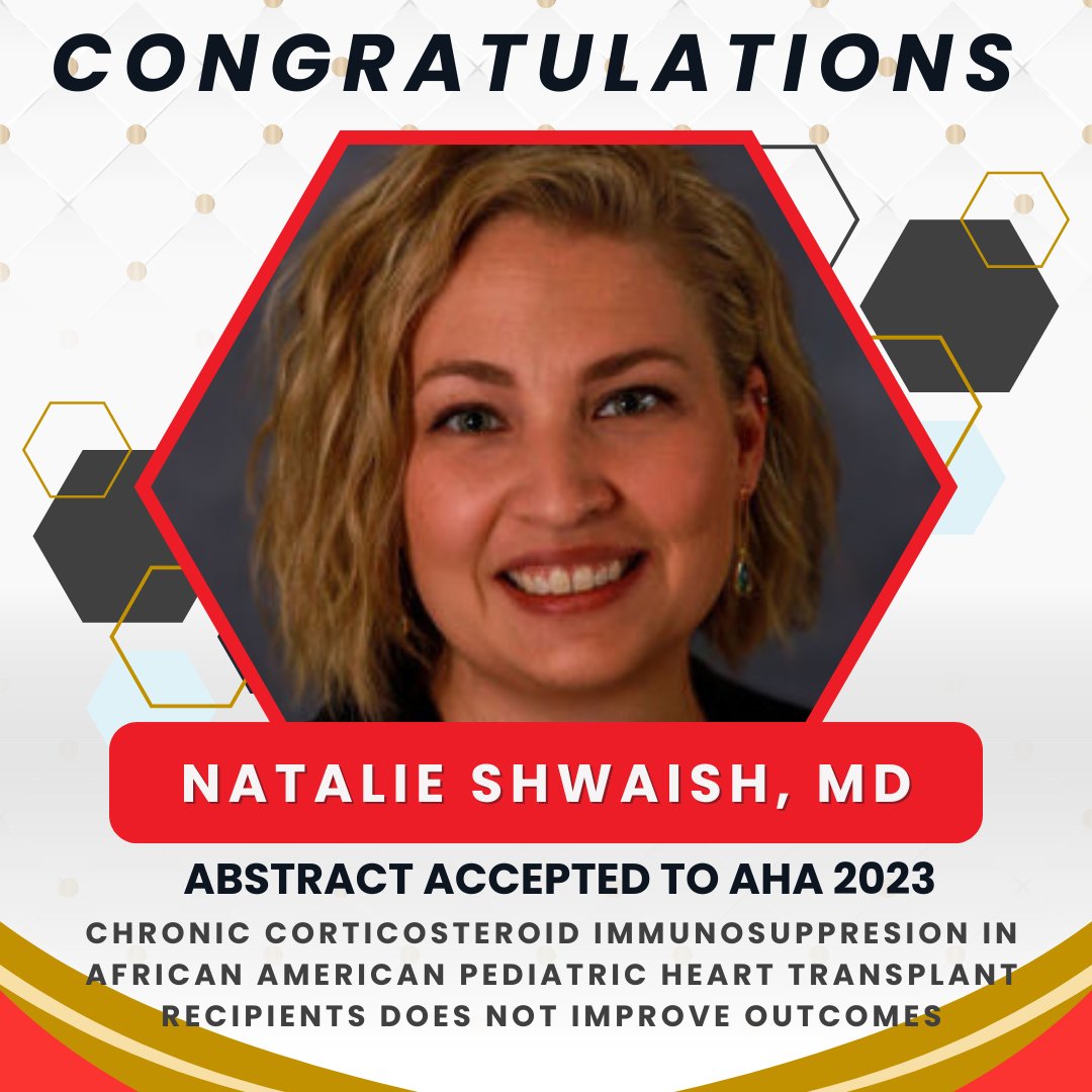 A huge congratulations to Dr. @NatalieShwaish, MD and co-authors for their Enduring Hearts/ @PHTS abstract being accepted by AHA!!!!! #research #congratulations #abstract #pediatric #heart #transplant #aha #phts #enduringhearts