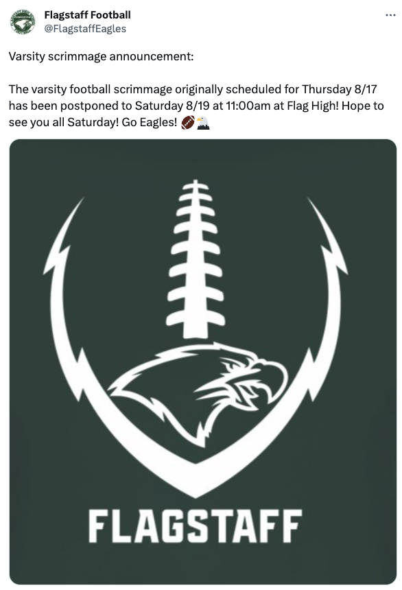 CoachMickey_FHS's tweet photo. @maxprepss4 @FlagstaffEagles @LakeHavasu_HSFB @Flagcoco @CoachKnightUP @DarrinB07314979 @Cjbrown1212 @Emg36Brown https://t.co/E6ZPlF9kMW