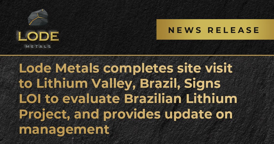 "The Lithium Valley region has the potential to be a world class lithium district, as is demonstrated by several currently producing underground and open pit mining operations in the region” - Jon Bey, Lode Metals CEO. 

Read more: ow.ly/fwJS50PAvVo

#Lode $LODE