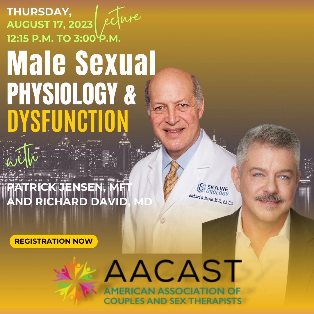 AACAST_IACT's tweet photo. Our lecture this week is on Male Sexual Physiology &amp; Dysfunction.

This lecture will focus on male sexual physiology and dysfunction including erectile dysfunction, rapid ejaculation and delayed ejaculation. Treatment options will be covered. 
🎉https://t.co/FaWHICDf9N https://t.co/79DRPSqjJt