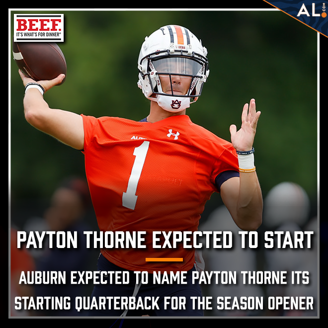 aldotcomTigers's tweet photo. Auburn transfer quarterback Payton Thorne is expected to get the start for Auburn's season opener. What do you think Tiger fans? #WarEagle #WDE https://t.co/k7PWIed27J