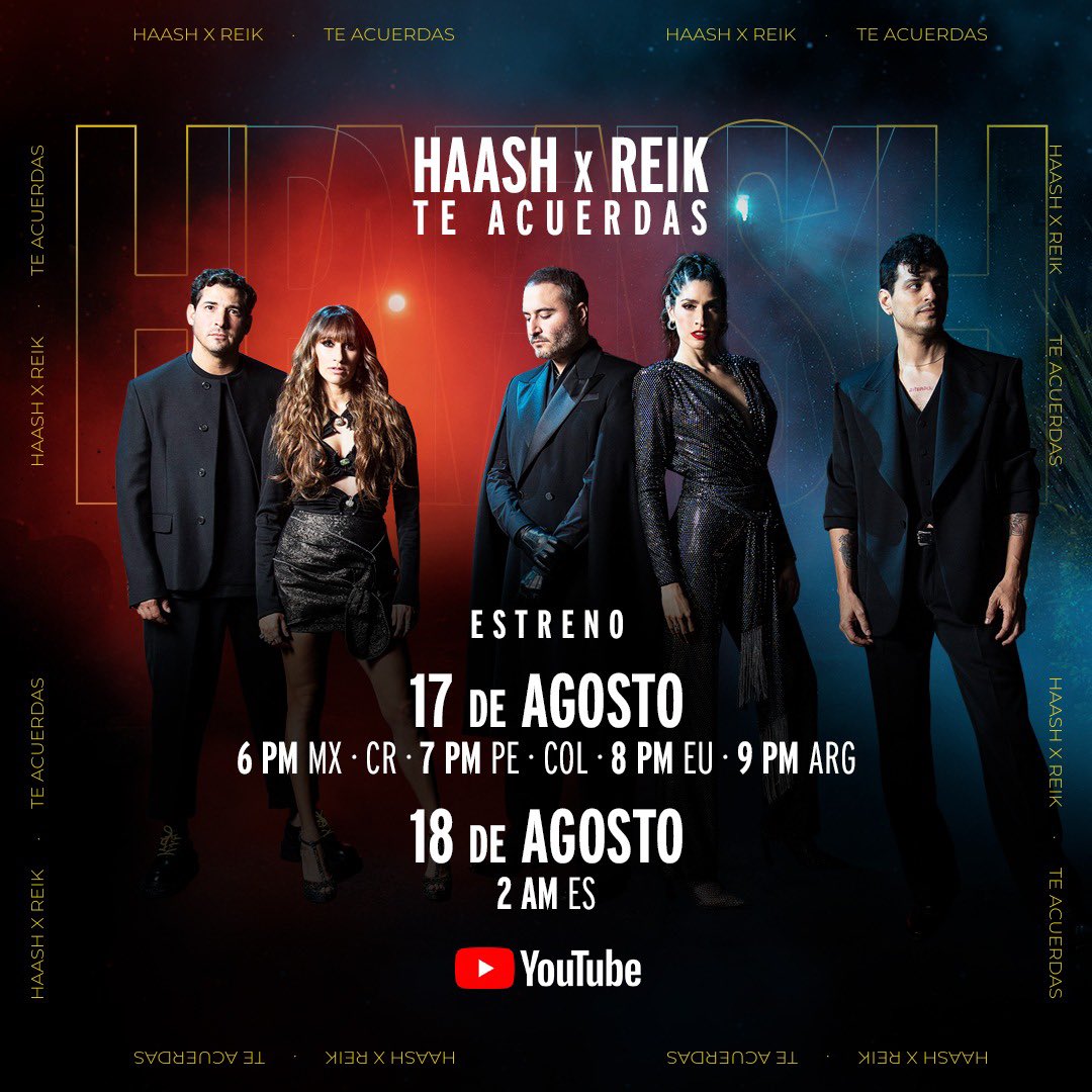 haashoficial's tweet photo. Contando las horas‼️ ESTRENO de #TeAcuerdas @ReikMx 
ACTIVA LA  NOTIFICACIÓN 🔔🎥 https://t.co/cHdnSSvnde https://t.co/OPG2onpfcN