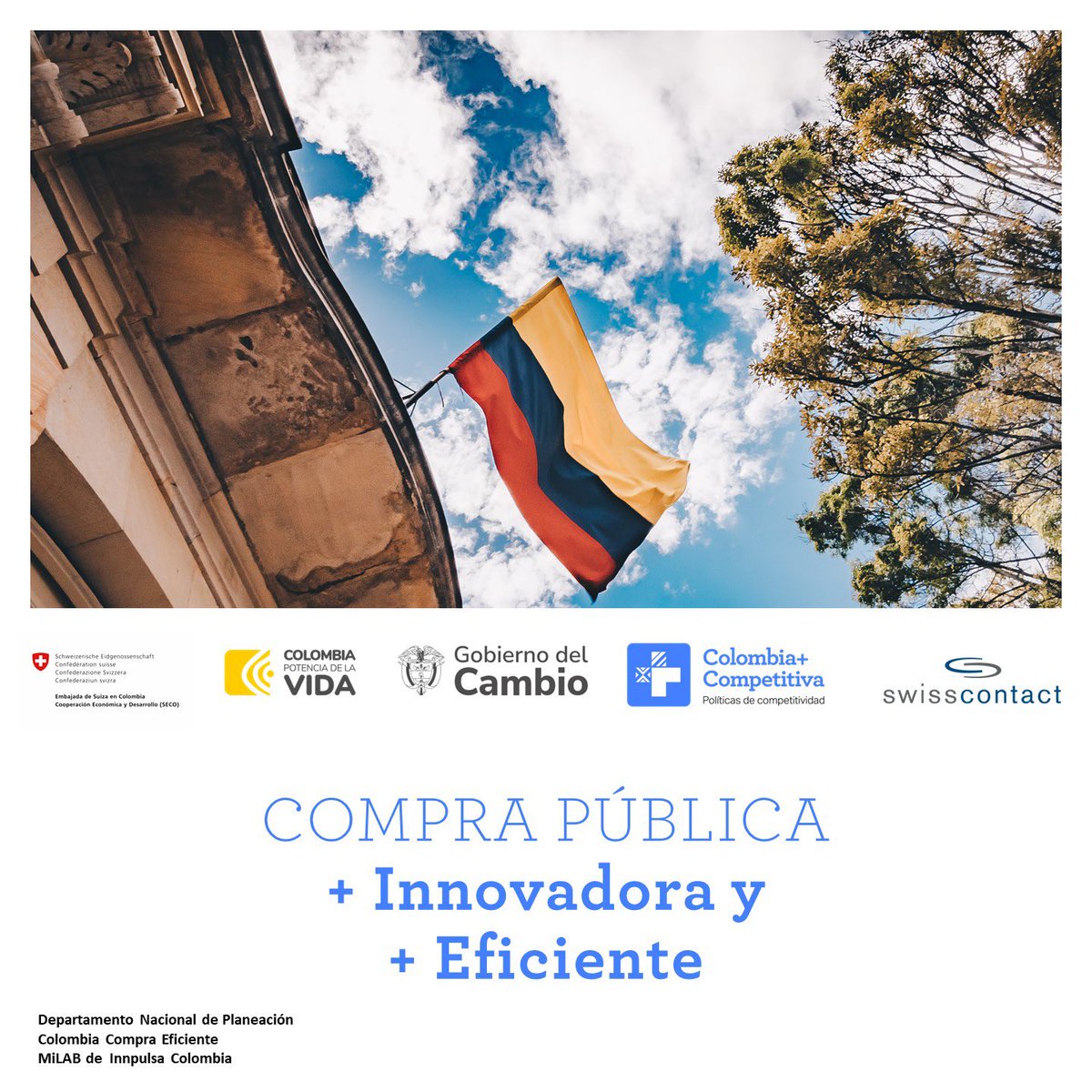 DNP_Colombia's tweet photo. Atención! 📢 ¿Quieren ser parte del cambio y la innovación? 💡
Buscamos una firma consultora para el fortalecimiento de la Compra Pública Innovadora en Colombia. Un proyecto cofinanciado por @colombiamascom1, con el apoyo técnico del @DNP_Colombia, @InnpulsaCol y @colombiacompra https://t.co/DIdxqQc6qZ