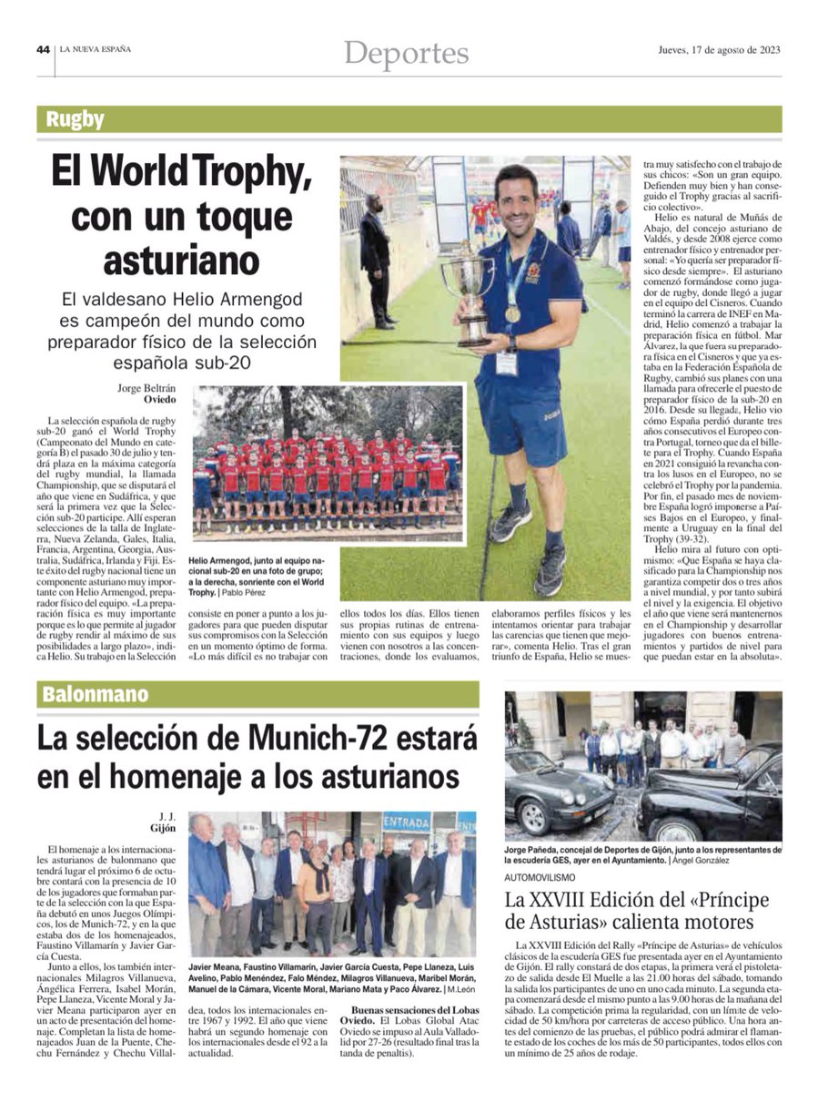 La prensa regional reconoce hoy el buen trabajo de un buen amigo <a href="/helioarme/">Helio Armengod</a> en <a href="/ferugby/">España Rugby</a> y con nuestro club <a href="/Cisneros_Rugby/">Club de Rugby Complutense Cisneros</a> 

👏👏👏

Lo ficharía para lo mío pero me da que se me escapa 🙈