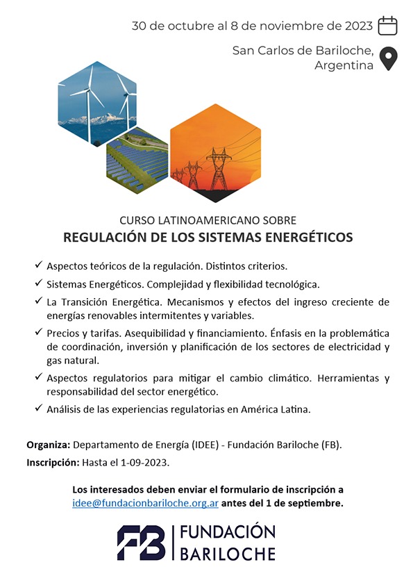 🔔 Curso Latinoamericano sobre Regulación de los Sistemas Energéticos 🔔

⚠ CIERRE DE INSCRIPCION: Viernes 1 de septiembre de 2023.

Mas info: lnkd.in/dB5QpQvS