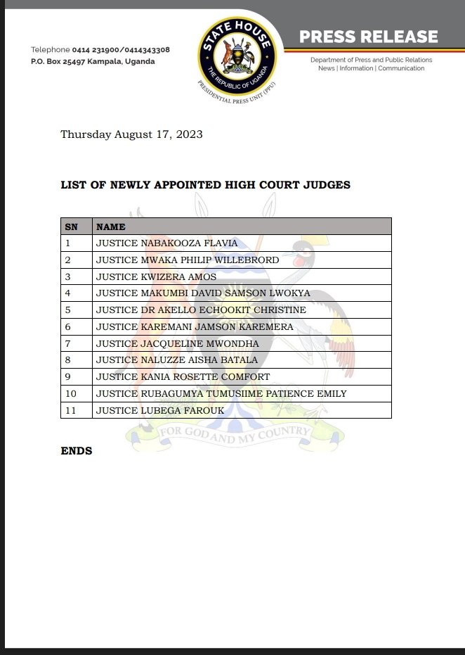 List of newly appointed #HighCourtJudges