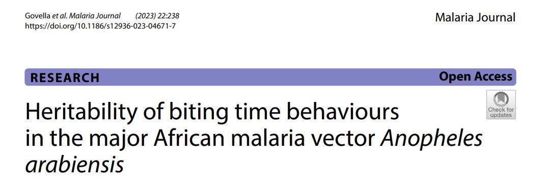 1/6 Excited this is out – For his <a href="/wellcometrust/">Wellcome</a> Fellowship, my colleague <a href="/GovellaNico/">Nico Govella</a> from <a href="/ifakarahealth/">Ifakara Health Institute</a> set out to investigate how African malaria vectors are shifting the time and location of their biting to avoid contact with Insecticide-Treated Nets rdcu.be/djMbJ