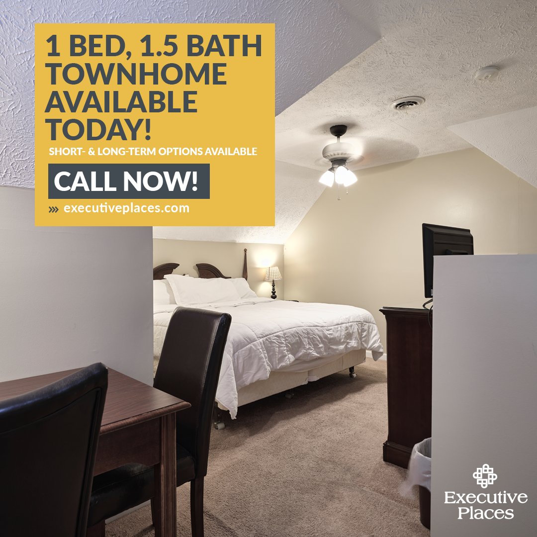 ExecutivePlaces's tweet photo. Our newly remodeled and fully-furnished 1 bedroom, 1.5 bathroom Townhome is available right now in Morristown, TN. Featuring short- and long-term options. Call 423-317-7657 today for more information! https://t.co/jFCtOA9g4F