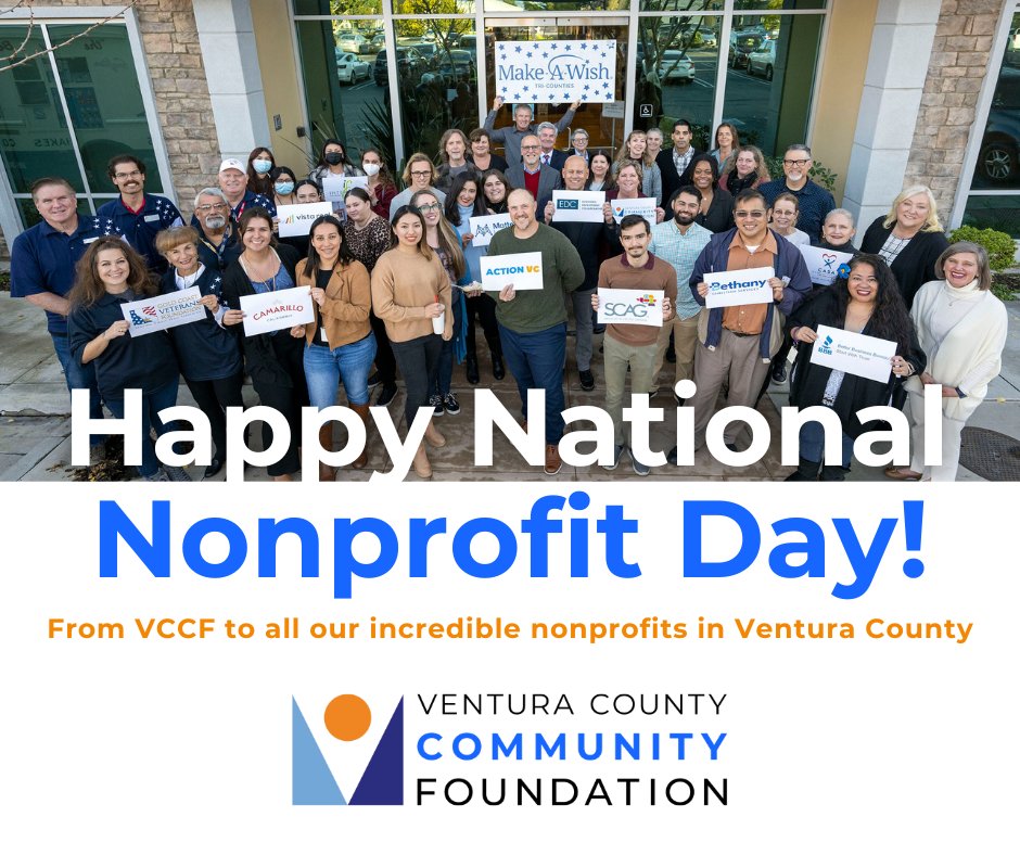 VCCF wishes a very happy National Nonprofit Day to all the incredible organizations across Ventura County working to make our community a better place. We'd also like to thank all the donors and volunteers out there who make their service possible #NationalNonprofitDay