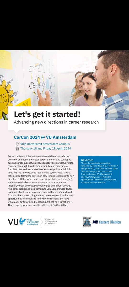 #CarCon2024 is coming to #Amsterdam! Please join our @CareersDivision Community Conference with great #keynotespeakers😀 @VUamsterdam! Deadline for submissions is October 15th👍
#careers #meaningfulwork #Wellbeing #employability #FutureofWork #decentwork #occupations #workfamily