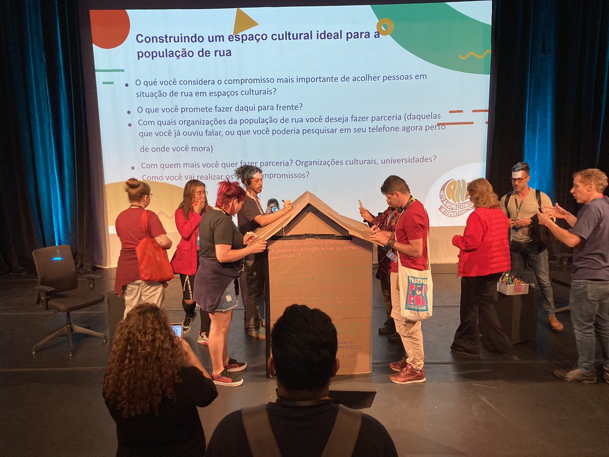 Day 1 at the Festival Pop Rua in São Paulo and we worked with 200 people from the social and cultural sector <a href="/sescsp/">Sesc São Paulo</a> with Museum of the Portuguese Language on how to welcome more people who are homeless into cultural spaces. We made a ‘house of commitments’