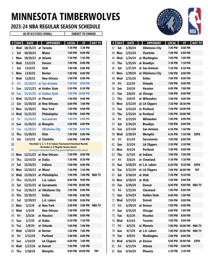 Denver Nuggets 2023-24 full 82-game schedule key dates